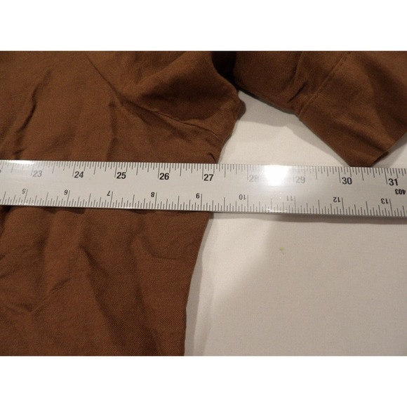 Maggie Barnes 3X 26/28 Shirt Blouse Top Linen Brown Button Up Casual Embroidered - Picture 10 of 11
